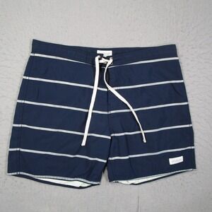 Saturdays Surf NYC Mens Navy Blue Striped Board Shorts Swim Trunks Size 34
